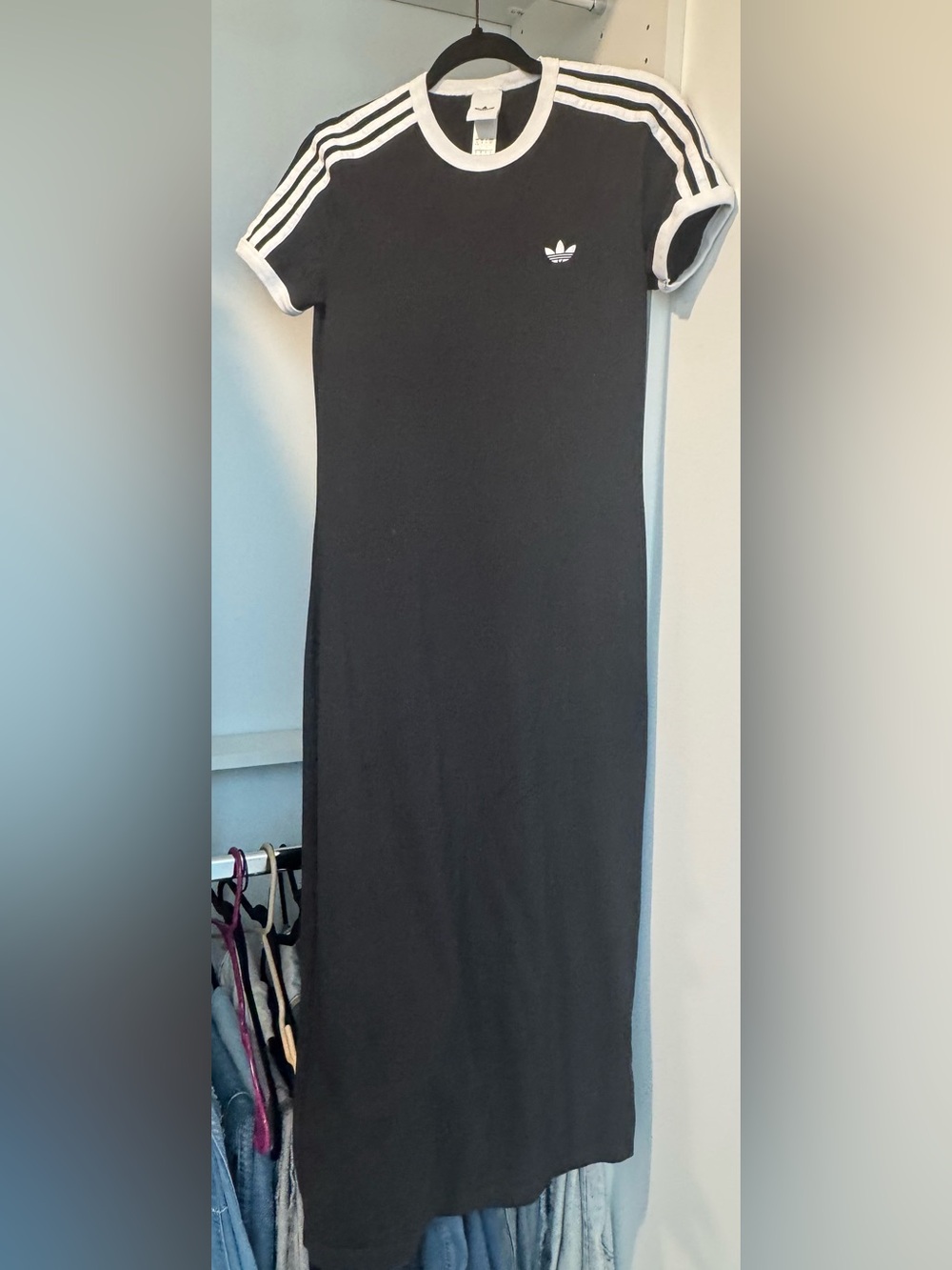 adidas Black & White Short-Sleeve Midi Dress